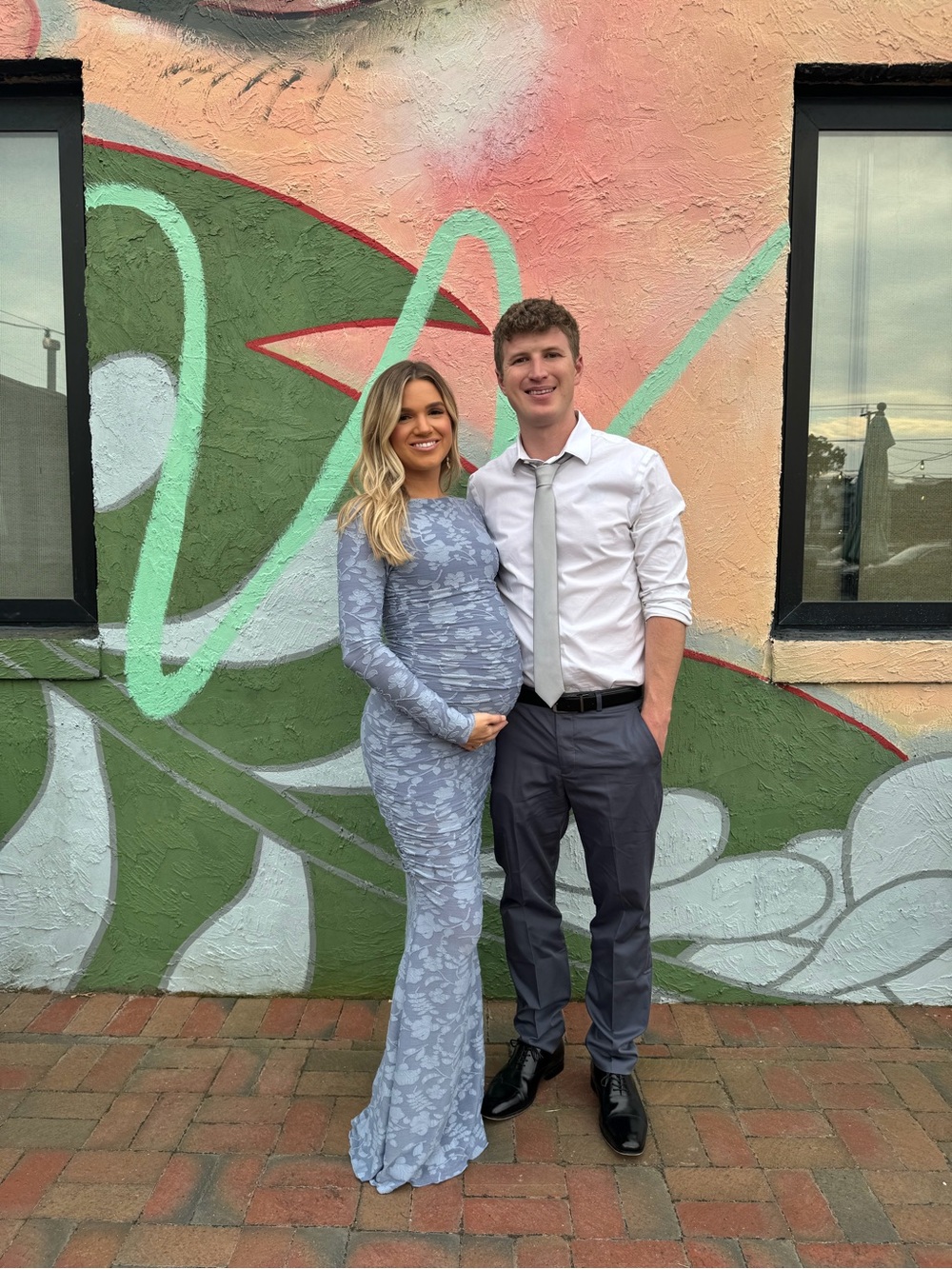 Asos Elegant Long-Sleeve Floral Lace Maxi Gown Dress in Light Blue
